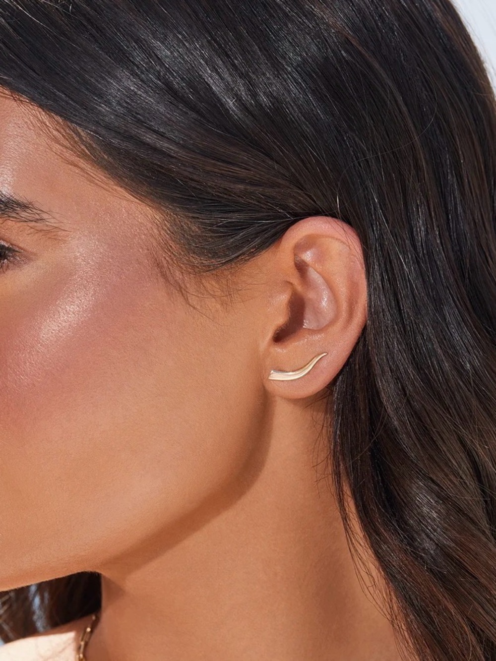 Baby Gold Flame Ear Crawler Earring Right Single 14k
